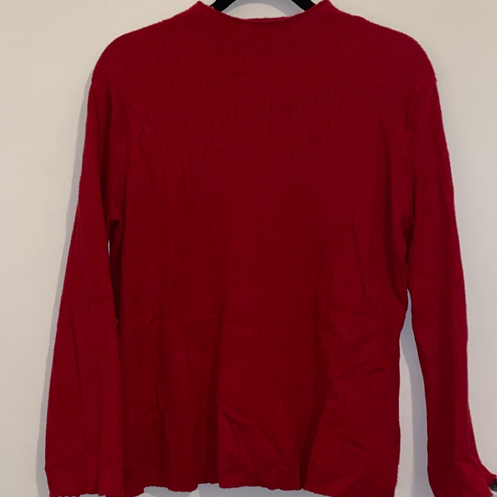 Red mock neck top